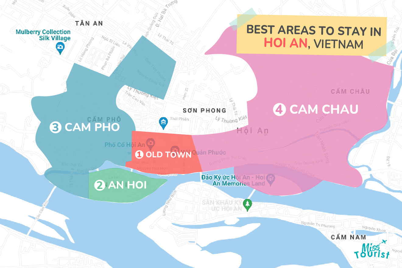 Map of best places to stay Hoi An